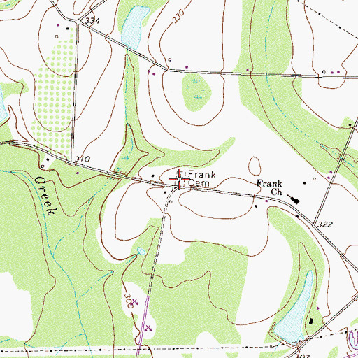 Topographic Map of Frank Cemetery, GA