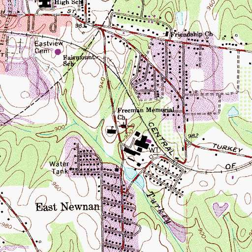 Topographic Map of Freeman Memorial Church, GA