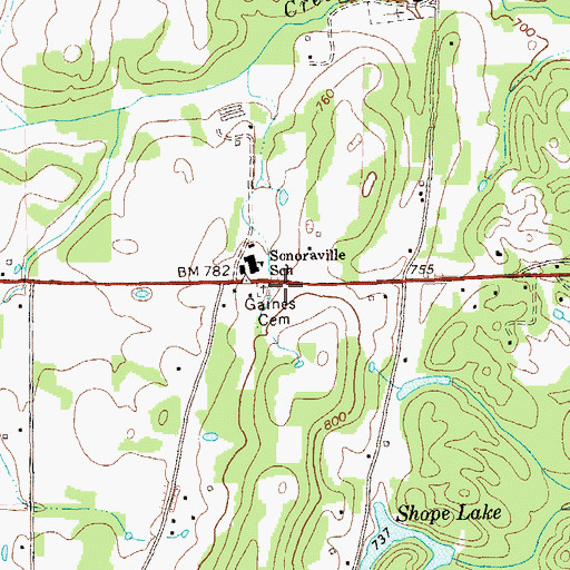 Topographic Map of Gaines Cemetery, GA