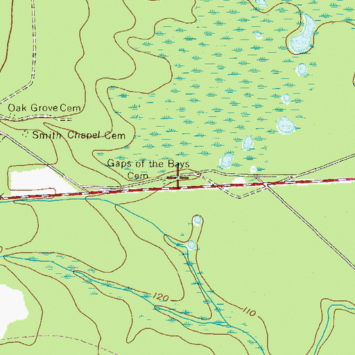 Topographic Map of Gaps of the Bays Cemetery, GA