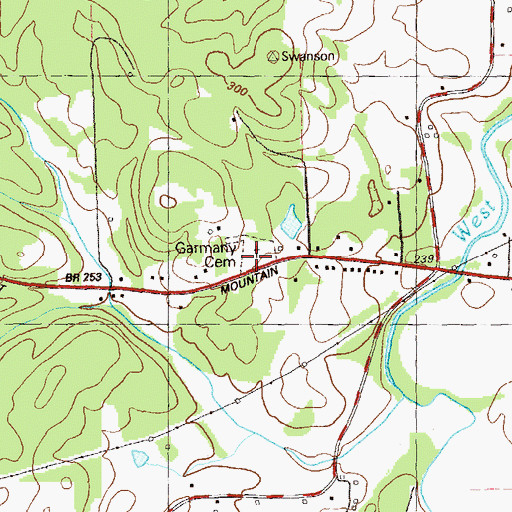 Topographic Map of Garmany Cemetery, GA