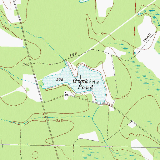 Topographic Map of Gaskins Pond, GA