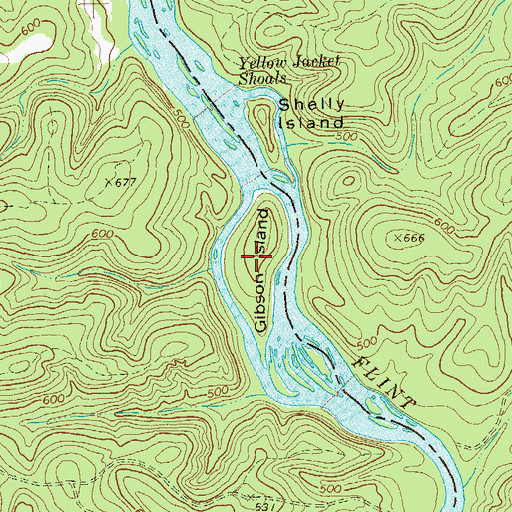 Topographic Map of Gibson Island, GA