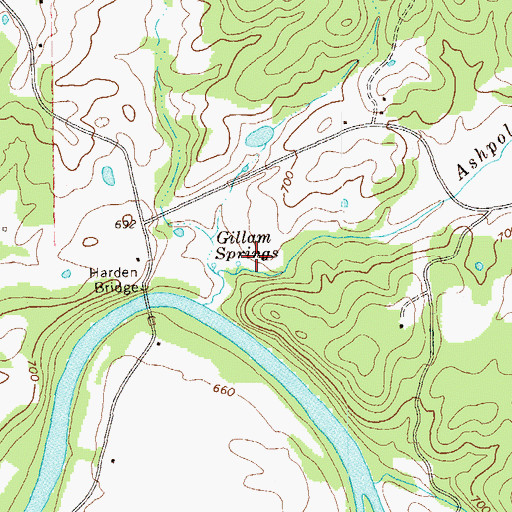 Topographic Map of Gillam Springs, GA
