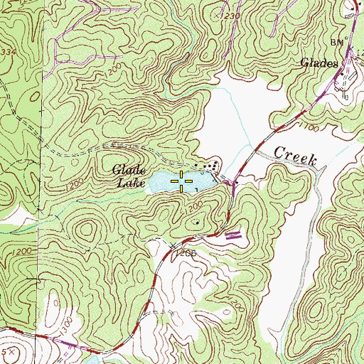 Topographic Map of Glade Lake, GA
