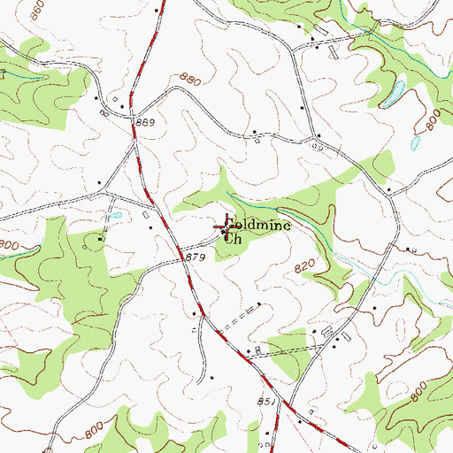 Topographic Map of Goldmine Church, GA