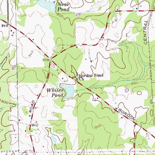 Topographic Map of Gordon Road Church, GA