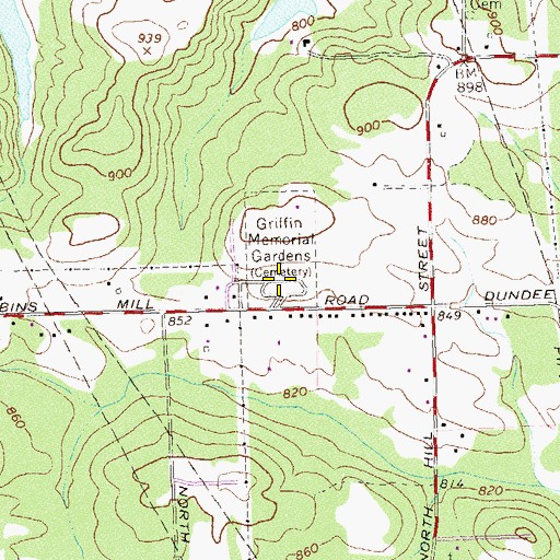 Topographic Map of Griffin Memorial Gardens, GA