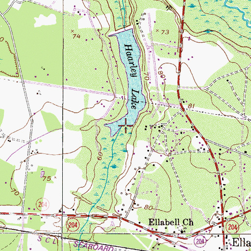 Topographic Map of Haarley Lake, GA