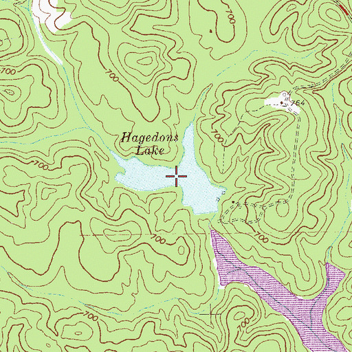 Topographic Map of Hagedons Lake, GA