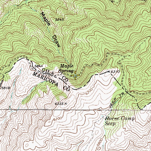 Topographic Map of Maple Spring, AZ