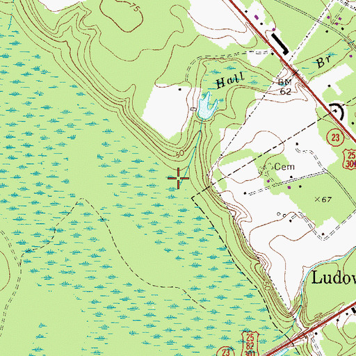 Topographic Map of Hall Branch, GA