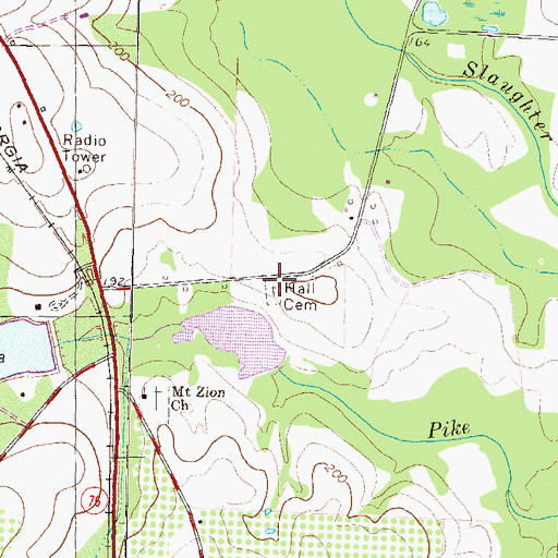 Topographic Map of Hall Cemetery, GA