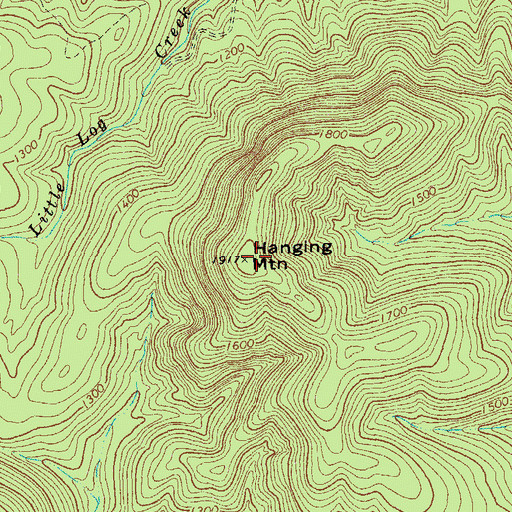 Topographic Map of Hanging Mountain, GA