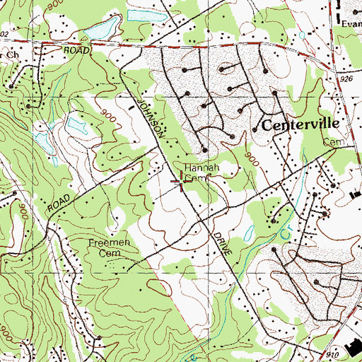 Topographic Map of Hannah Cemetery, GA