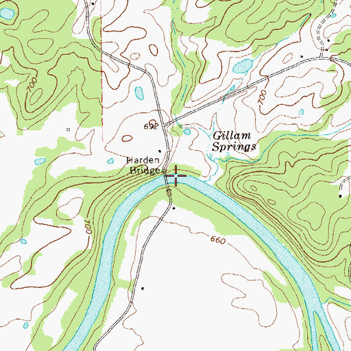 Topographic Map of Harden Bridge, GA