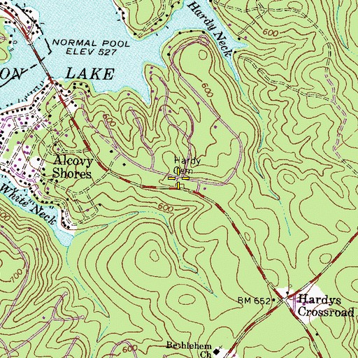 Topographic Map of Hardy Cemetery, GA