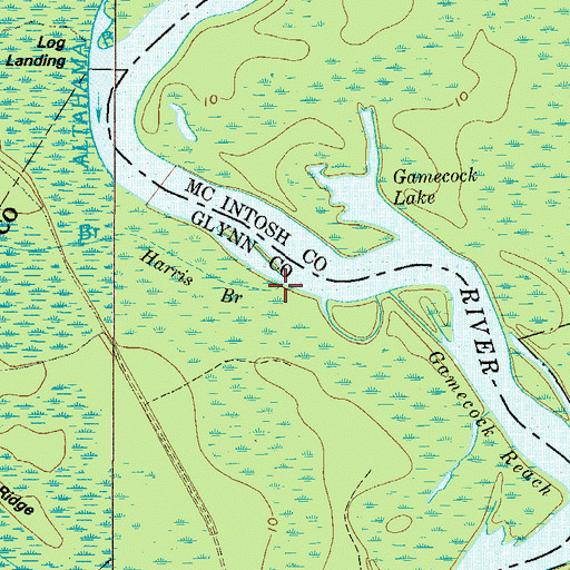 Topographic Map of Harris Branch, GA