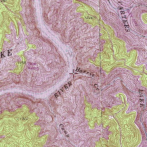 Topographic Map of Harris Creek, GA