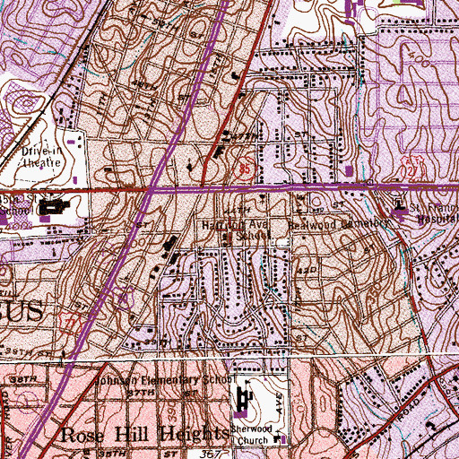 Topographic Map of Harrison Avenue School, GA