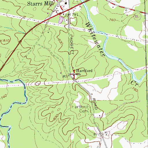Topographic Map of Hartford Church, GA
