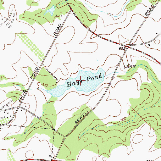 Topographic Map of Hays Pond, GA
