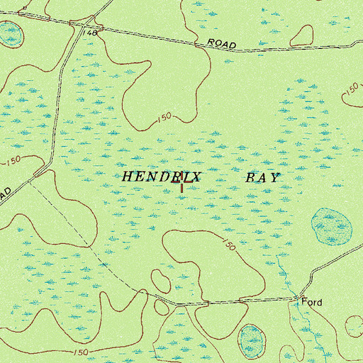 Topographic Map of Hendrix Bay, GA