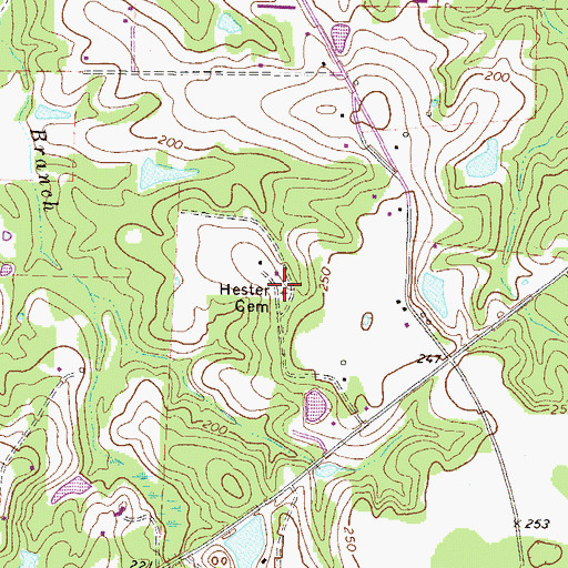 Topographic Map of Hester Cemetery, GA