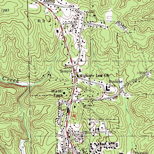 Topographic Map of Hickory Log Church, GA