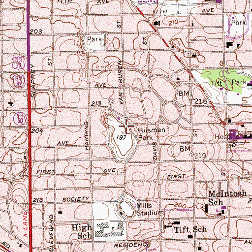 Topographic Map of Hilsman Park, GA