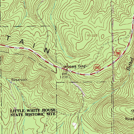 Topographic Map of Hines Gap, GA