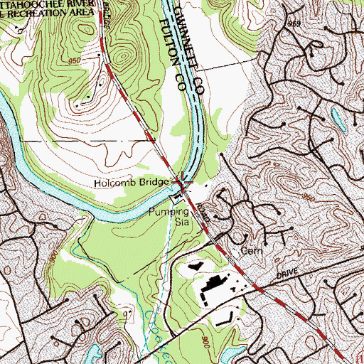 Topographic Map of Holcomb Bridge, GA