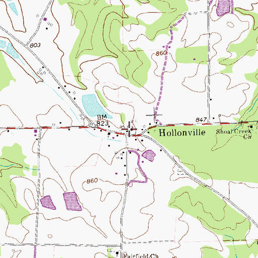 Topographic Map of Hollonville, GA