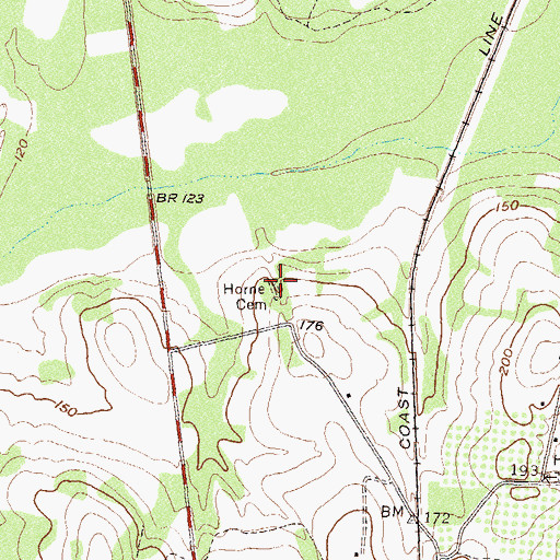 Topographic Map of Horne Cemetery, GA