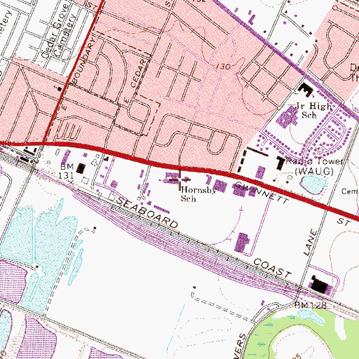 Topographic Map of Hornsby School, GA