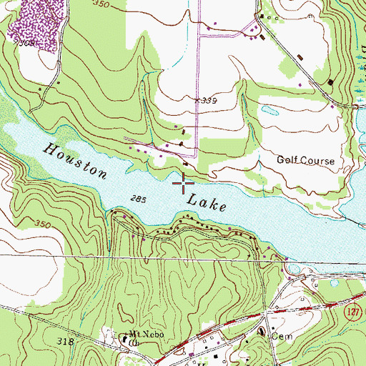Topographic Map of Houston Lake, GA