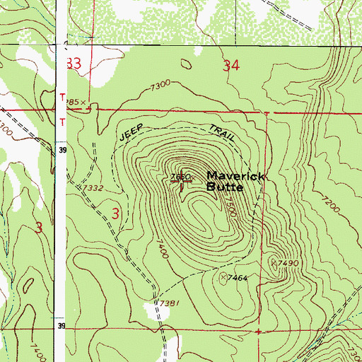 Topographic Map of Maverick Butte, AZ