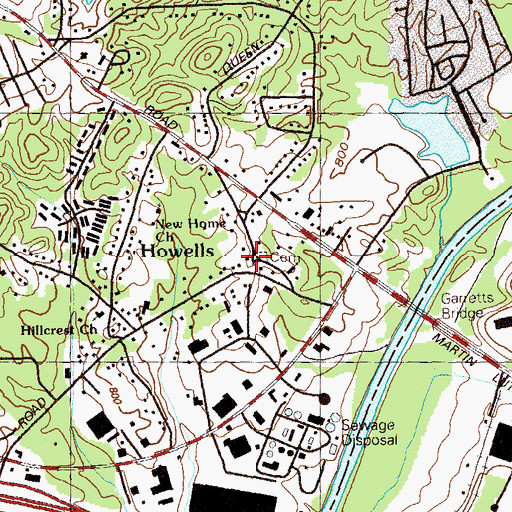 Topographic Map of Howells Cemetery, GA