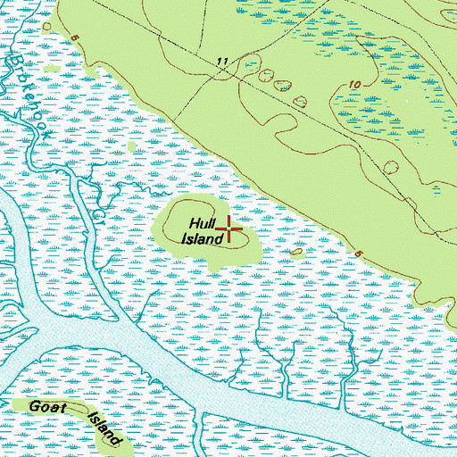 Topographic Map of Hull Island, GA