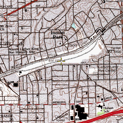 Topographic Map of Hulsey Yards, GA