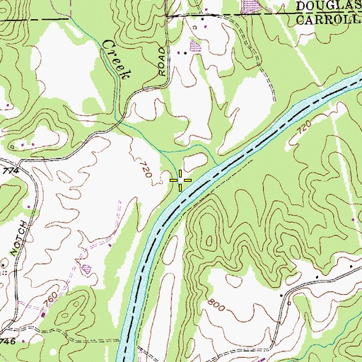 Topographic Map of Hurricane Creek, GA