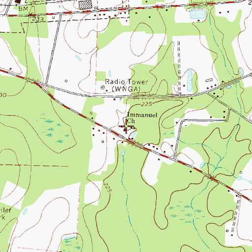 Topographic Map of Immanuel Church, GA