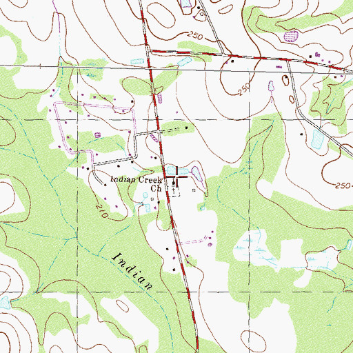 Topographic Map of Indian Creek Church, GA