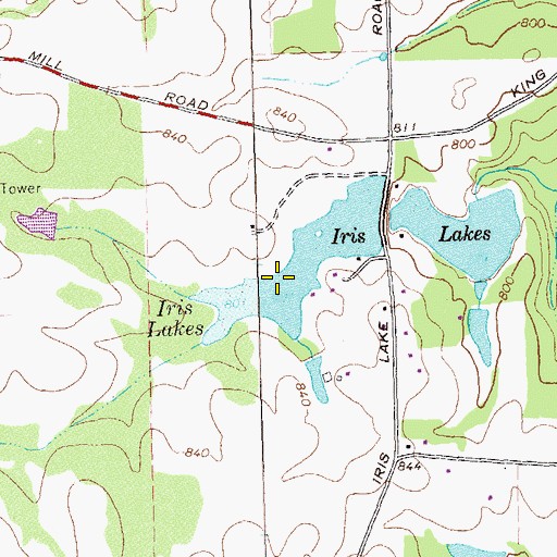 Topographic Map of Iris Lakes, GA