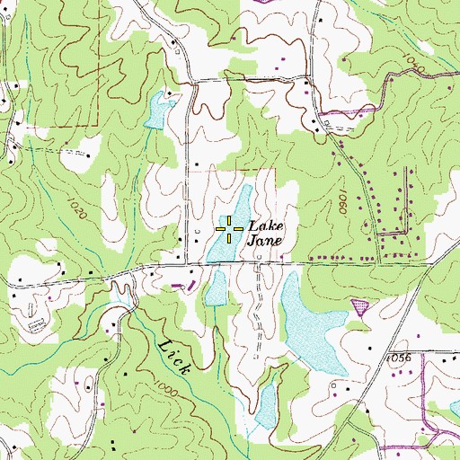 Topographic Map of Lake Jane, GA