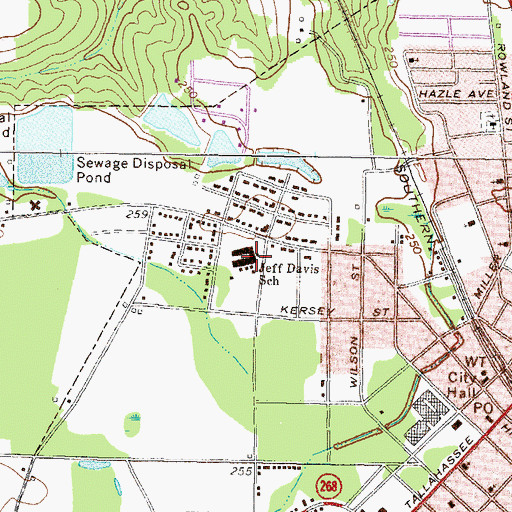 Topographic Map of Jeff Davis School, GA