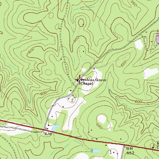 Topographic Map of Jenkins Grove Chapel, GA