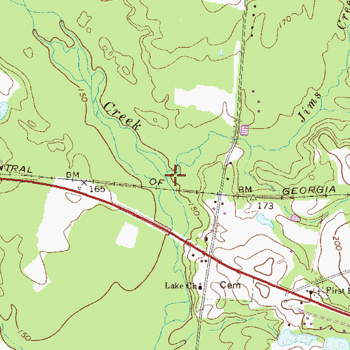 Topographic Map of Jims Creek, GA