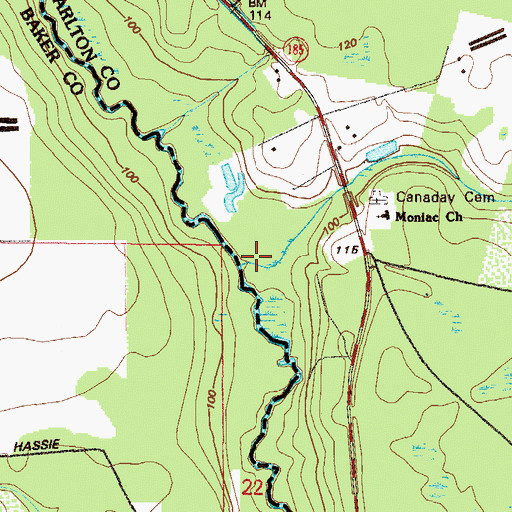 Topographic Map of Joaquin Creek, GA