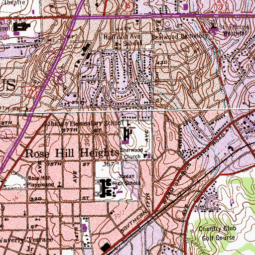 Topographic Map of Johnson Elementary School, GA